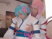 姐妹花 阿部乃美紅＆麻里梨夏 拉子扮演動漫互相愛撫熱吻